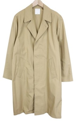 Sandro Herren Mantel L Beige Baumwolle Mittellang Graben Knopfleisten Stil II