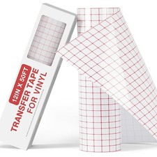 Clear Vinyl Transfer Paper Tape Roll-12 x 50FT w/Alignment Grid Application Tape