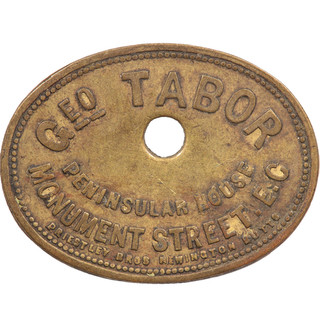 GEORGE TABOR PENINSULAR HOUSE ONE 1 SHILLING BILLINGSGATE MARKET TOKEN