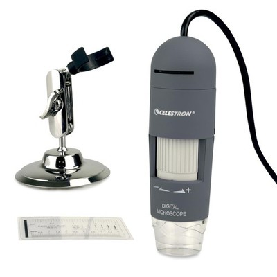 Celestron Deluxe Hand-Digitalmikroskop 44302-C USB 10-200x mit Ständer Grau