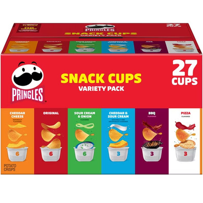 Pringles Potato Crisps Chips, Lunch Snacks, Snack Cups, Variety Pack, 19.5oz Box