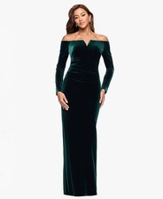 XSCAPE Velvet Off-The-Shoulder Gown Hunter 16 | MSRP $179