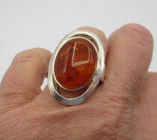 STERLING SILVER BALTIC AMBER RING SIZE 6.25