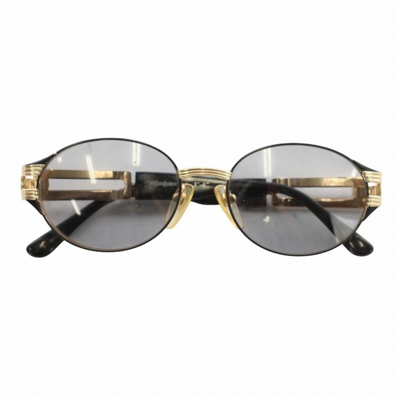 Occhiali da sole Yves Saint Laurent montatura metallo lenti colorate logo ovale nero gol