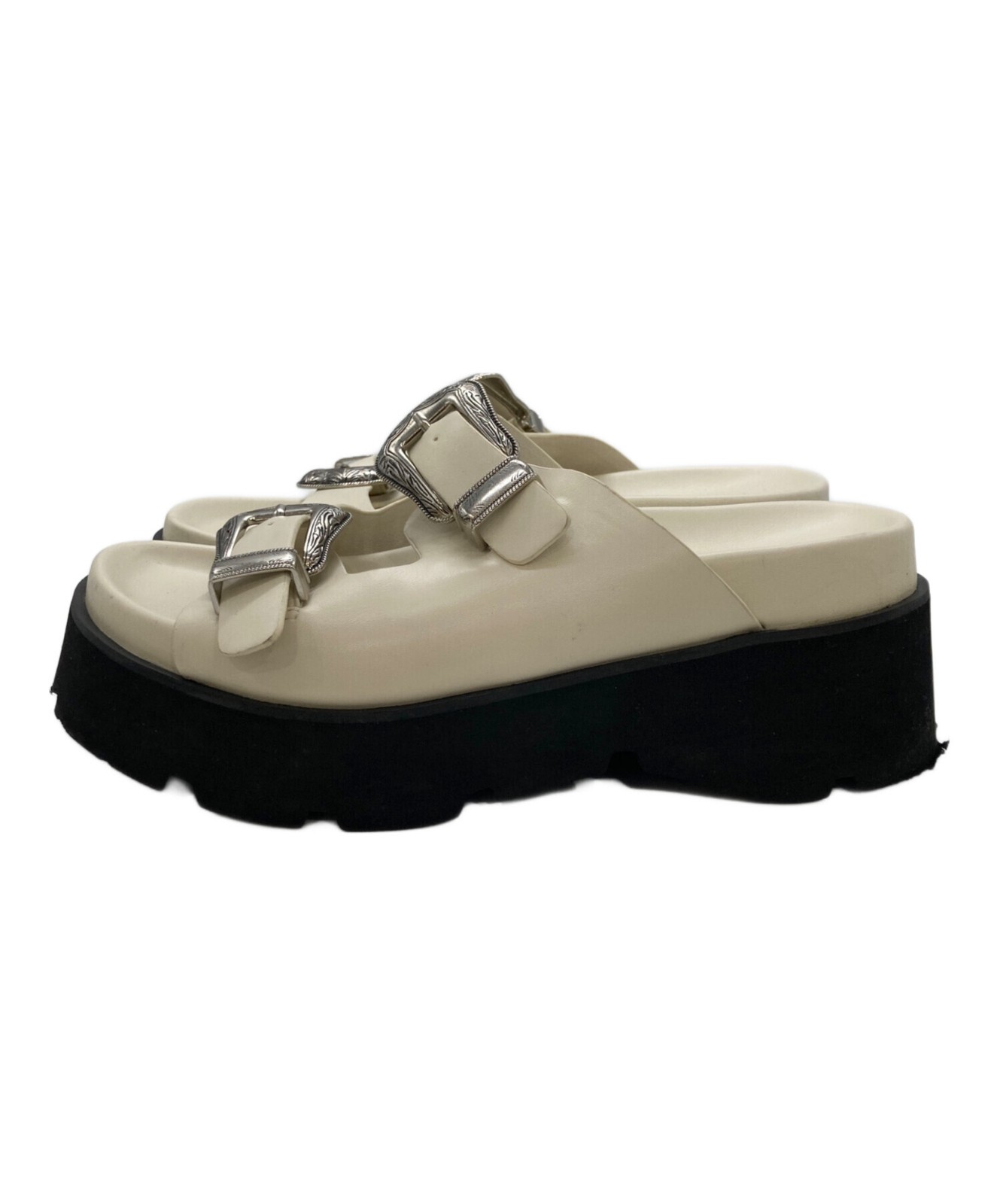 Ameri MEDI WESTERN BUCKLE SANDALS/ White/ Size: M - image 3