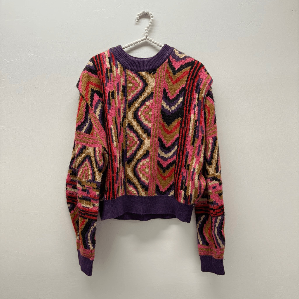 FARM Rio Striped Patchwork Sweater - image 3