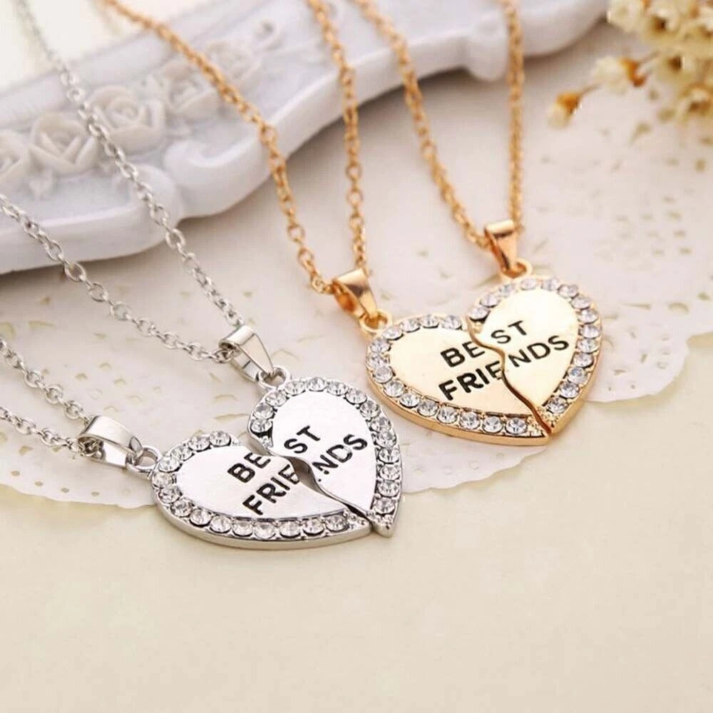 Ciondolo Cuore In Acciaio Inox Tono Nero E Argento - Collana Puzzle Personalizzata Per Migliori Amici E Coppie