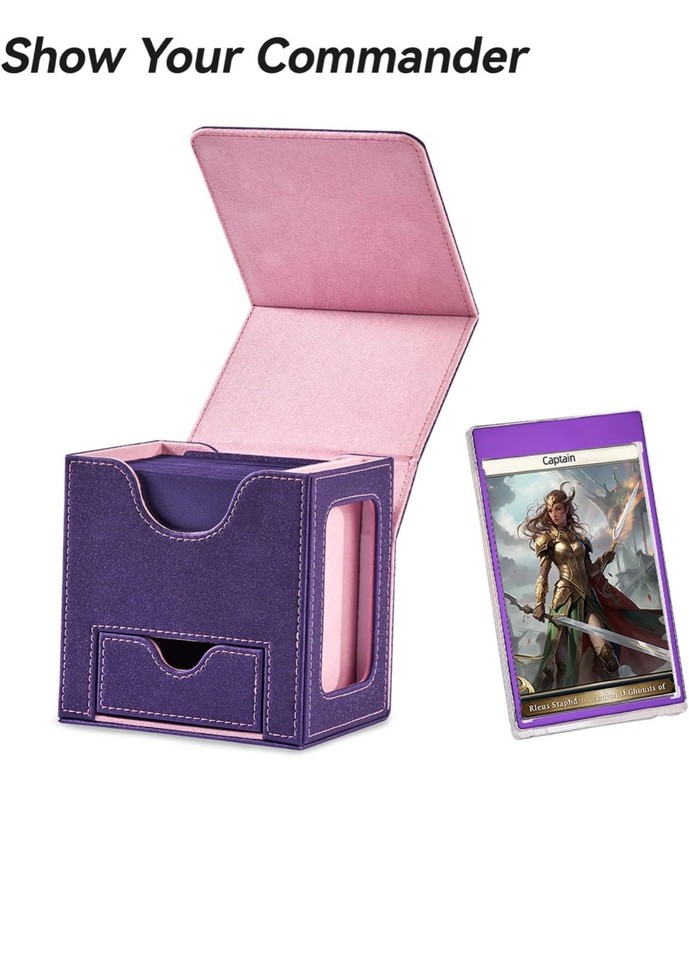 Mage Tech Commander Deck Box for TCGs Magnetic Card Holder Purple and ...