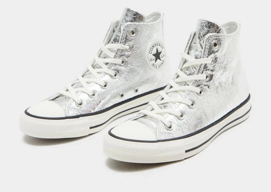 Scarpe Alte Converse Chuck Taylor All Star In Argento Metallico - Immagine 2 di 4