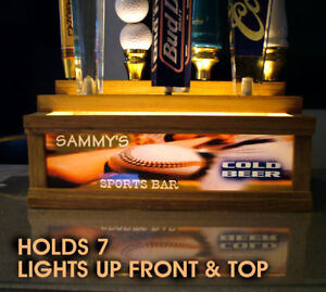 BAR SIGN LIGHTED Skull /& Bones PERSONALIZED 7 tap handle display