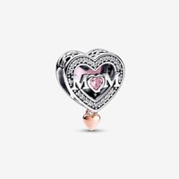 Pandora Charm AnhäNger Bead Herz 925 Sterlingsilber Bicolor Rosa Stein 782653C01