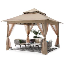 13'X13' Gazebo Tent Outdoor Pop up Gazebo Canopy Shelter with Mosquito Netting, 