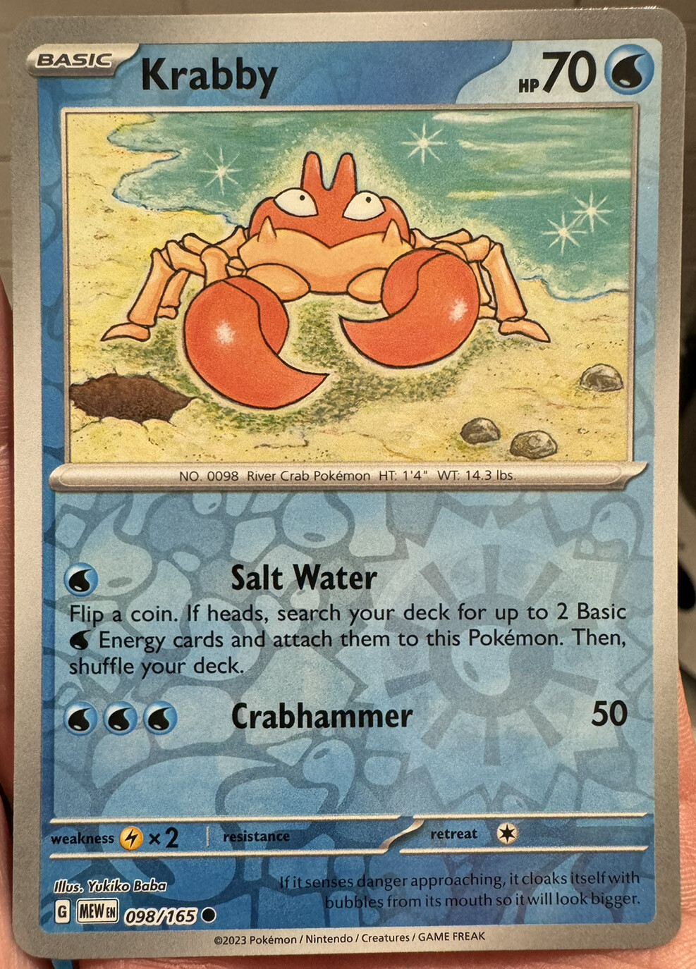 Pokemon TCG 151 Krabby 98/165 Reverse Holo NM