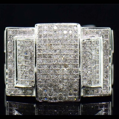 0.75 ctw Brilliant Moissanite 14K White Gold Plated Statement Pinky Men's Ring