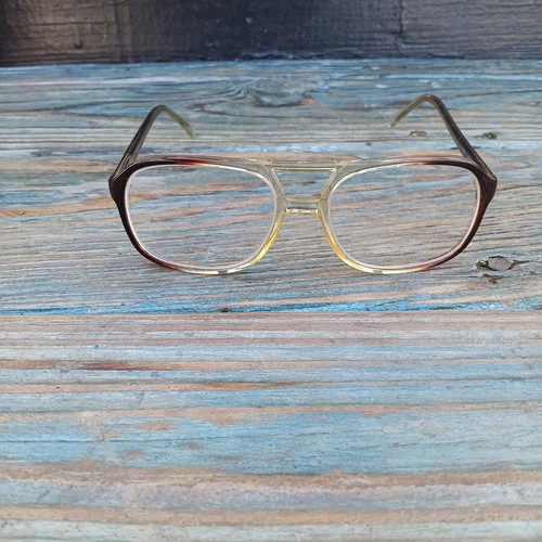 Vtg Clear Brown Translucent Double Bridge Aviator Bifocal Eye Glasses Frames - Picture 18 of 18