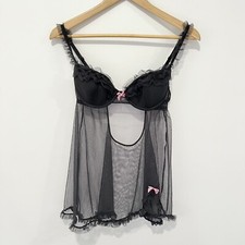 Victoria's Secret 36B Black Babydoll Sheer Chemise Top