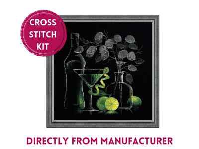 RIOLIS Counted Cross Stitch Kit 1240 Still Life with Red Martini, Cocktail &Lime