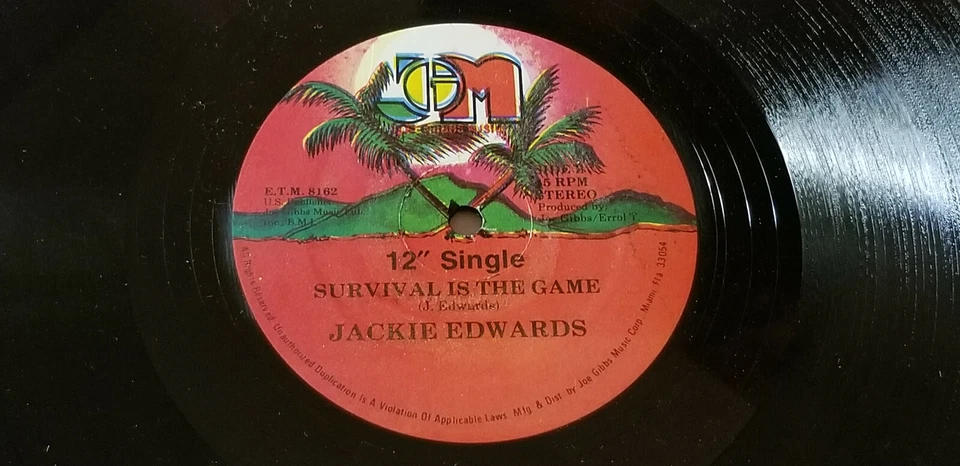 JACKIE EDWARDS / SURVIVAL IS THE GAME / JOHNNY CLARKE /TAKE HEED / JOE GIBBS 12" - Image 2 of 2