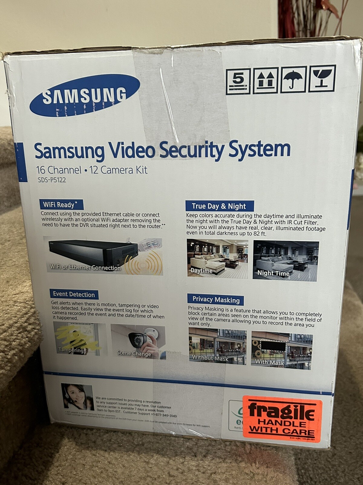 New Samsung SDSP5122 16 Channel 1TB DVR Security System w/12 Cameras