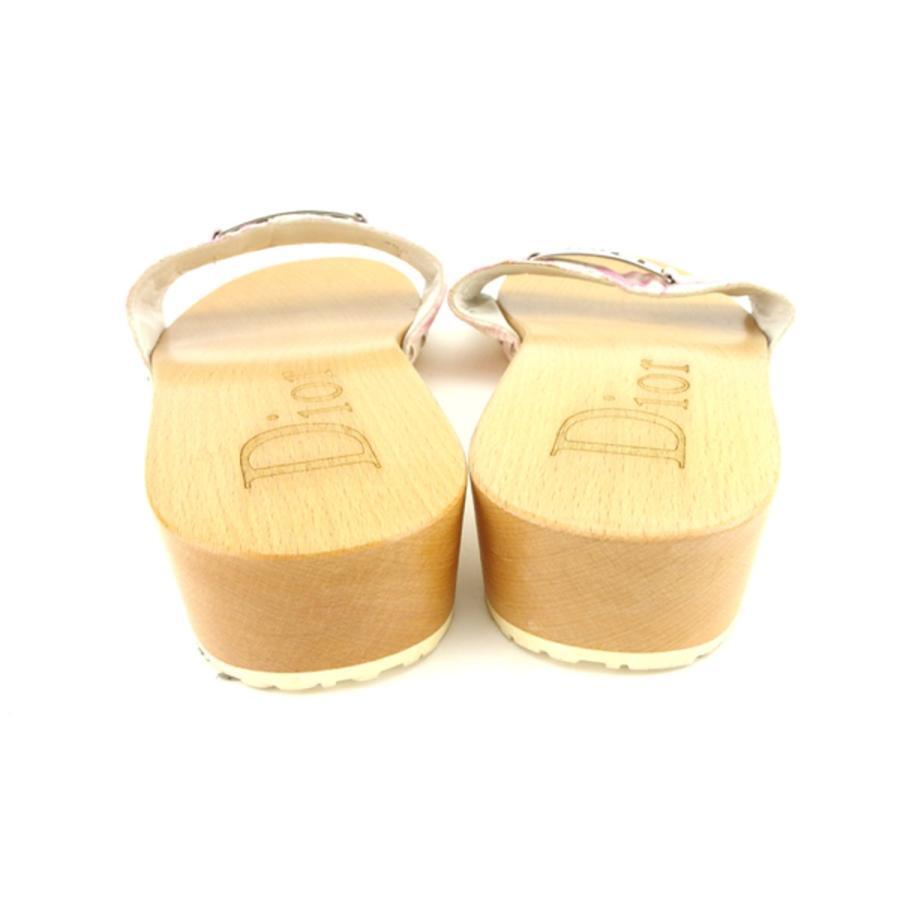 美品Dior ディオール トロッター フラワー サンダル ピンク ホワイト35 Dior SANDAL WHITE & PINK FLOWER SIZE 39.5EU= Fits 9.5-10US