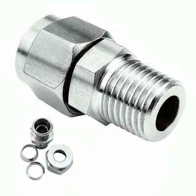 Steel Air Compression Fitting Ferrule 1/2''Tube OD x1/2''NPT Male Straight Connect