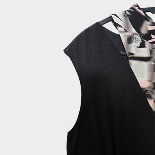 Vestido Jason Wu 100% Seda Manga Gorra Midi Calce y Acampanado Cuello Corbata Negro 8 Nuevo con Etiquetas - Imagen 6 de 17