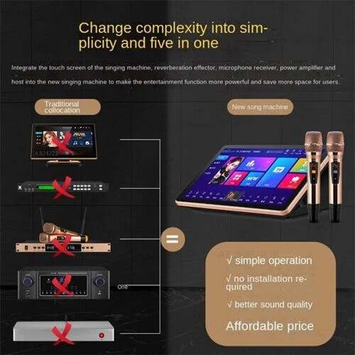 ✅Free 2 mics + 19.5" Screen Karaoke Machine 1080P 4TB WiFi Home Party KTV System - Picture 9 of 13