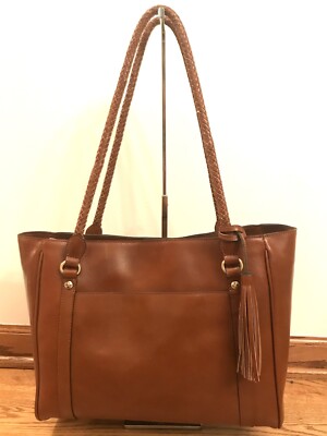 NEW W/ TAG  PATRICIA NASH LEATHER CAMELEY TOTE W/ TASSEL- TAN BROWN  $299
