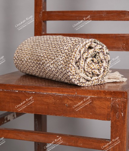 Hand Loomed Cloth Soft Cotton Blanket, Sofa Cover, Boho Ethnic Beach Towel - Picture 4 of 8