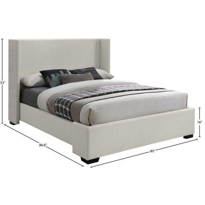 Meridian Furniture Oxford Beige Linen Textured Fabric King Bed