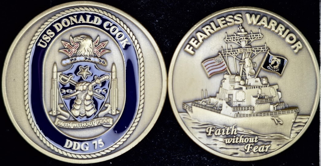 DDG-75 USS Donald Cook Fearless Warrior Navy Challenge Coin