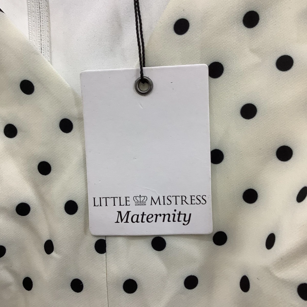 Little Mistress Maternity Womens Dress Cream Polka Dot Belted Midi