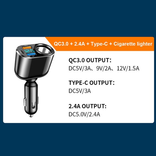 Adaptateur secteur pour briquet de cigarette de voiture 1 prises chargeur QC3.0 USB PD 12 V - Photo 11 sur 14