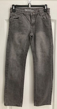 DKNY MOTT Boy's Jeans Size 12 Black Button Adjust Waist Straight Leg 101