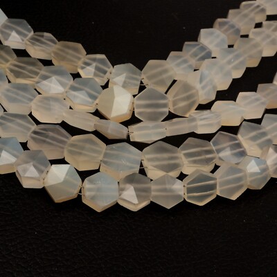 Chalcedony Beads 10 Inch Strand 12MM Beads, Hexagon Beads, Faceted Jewely Beads,