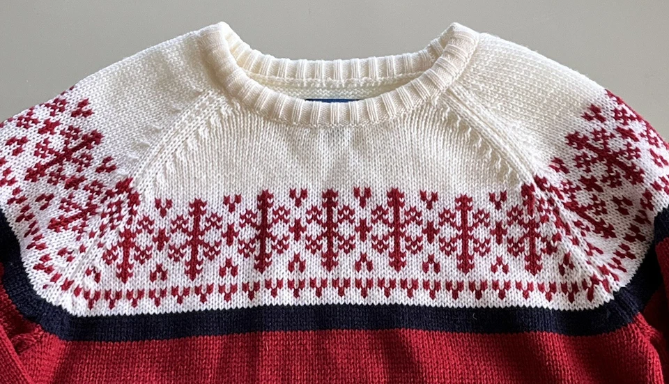 绿色狗男孩青少年毛衣 7 码挪威雪花印花全新带标签 — 第 3/4 张图片