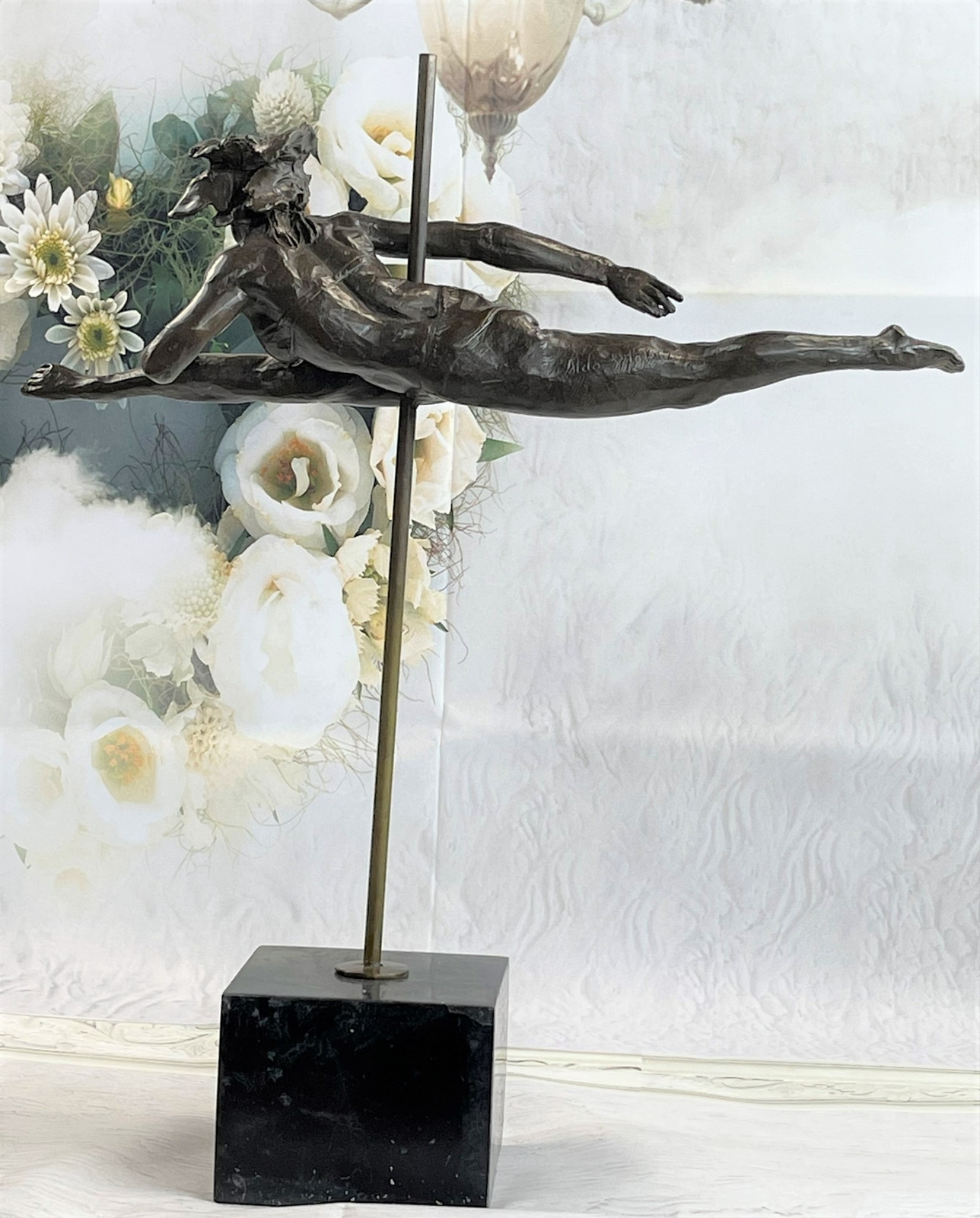 Art Deco  Contemporary Olympian  Gymnast Nude Female Bronze Statue 