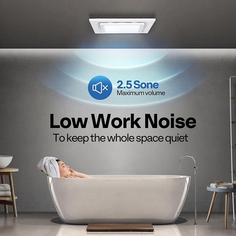 165 CFM Bathroom Exhaust Fan With 6500K LED Light - 4" Duct, Quiet 2.5 Sones 6 thumbnail image