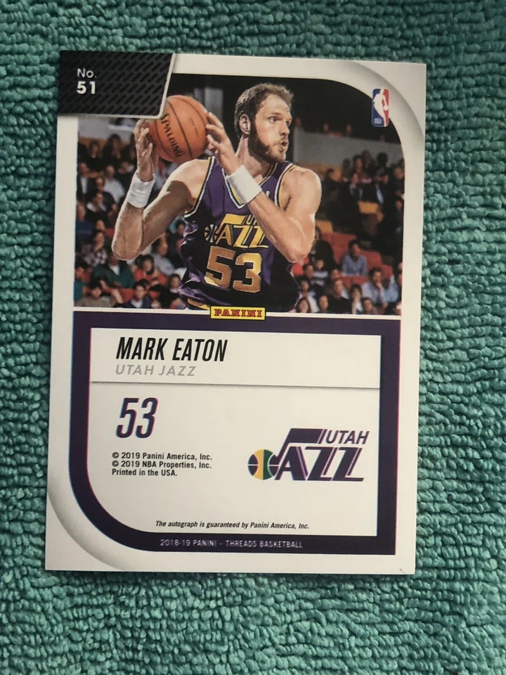 2018-19 Panini Threads Signage Mark Eaton #51 Auto - Image 2 of 2