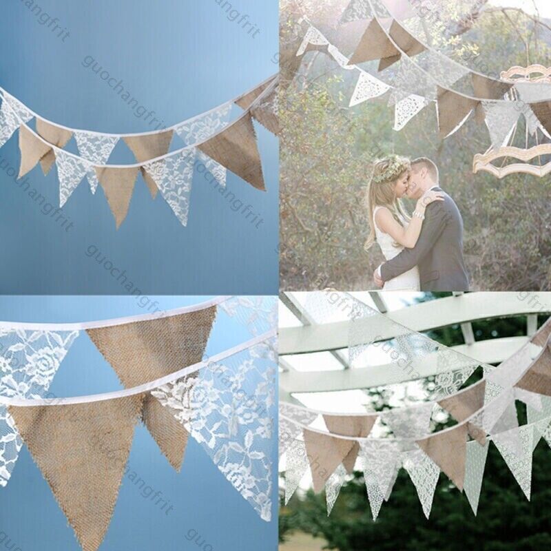 Jute Wimpelgirlande Wimpelkette Dreieck Banner Girlande Kette für Hochzeit Party