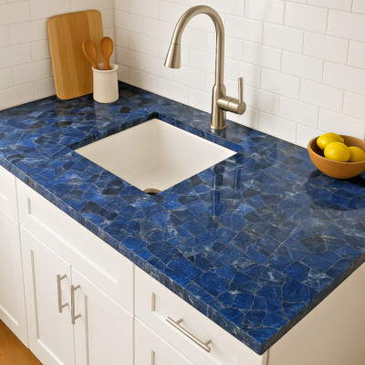 Handmade Sodalite Agate Countertop Slab | Decorative Stone for Interior Home art
