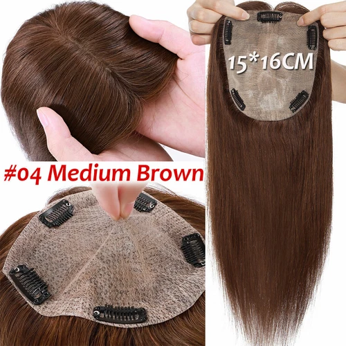 100% Echthaar Topper Toupet Extensions Clip In Remy Human Hair Toupee Haarteil l - Bild 48 von 84
