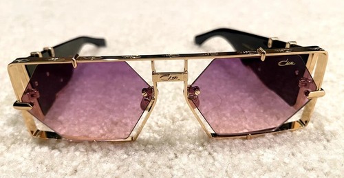 Cazal Sunglasses Black & Gold Frame Dark Pink Lens Unisex Tinted Eyewear - Picture 3 of 9
