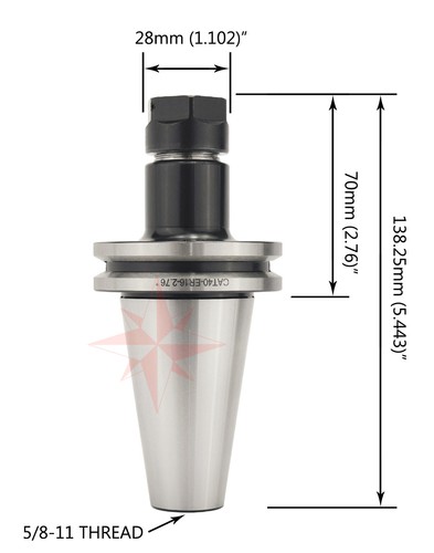 CAT40-ER16A-2.76 Soporte de herramienta de mandril de cuello de precisión molino CNC - Imagen 2 de 3
