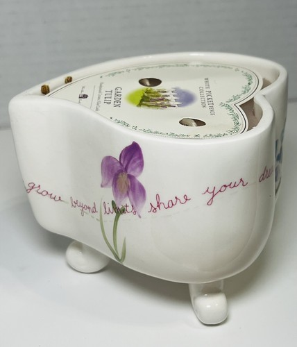 Candela a forma di cuore vintage White Barn Co picchetto bianco recinzione collezione giardino tulipano - Foto 3 di 6