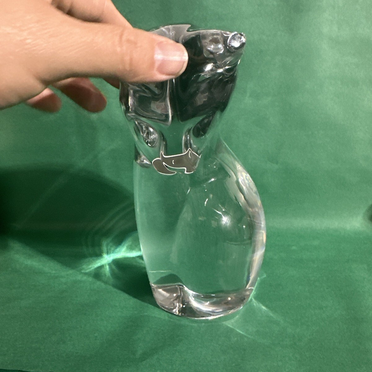 Daum Crystal France Large Sitting Cat Figurine Decorative
