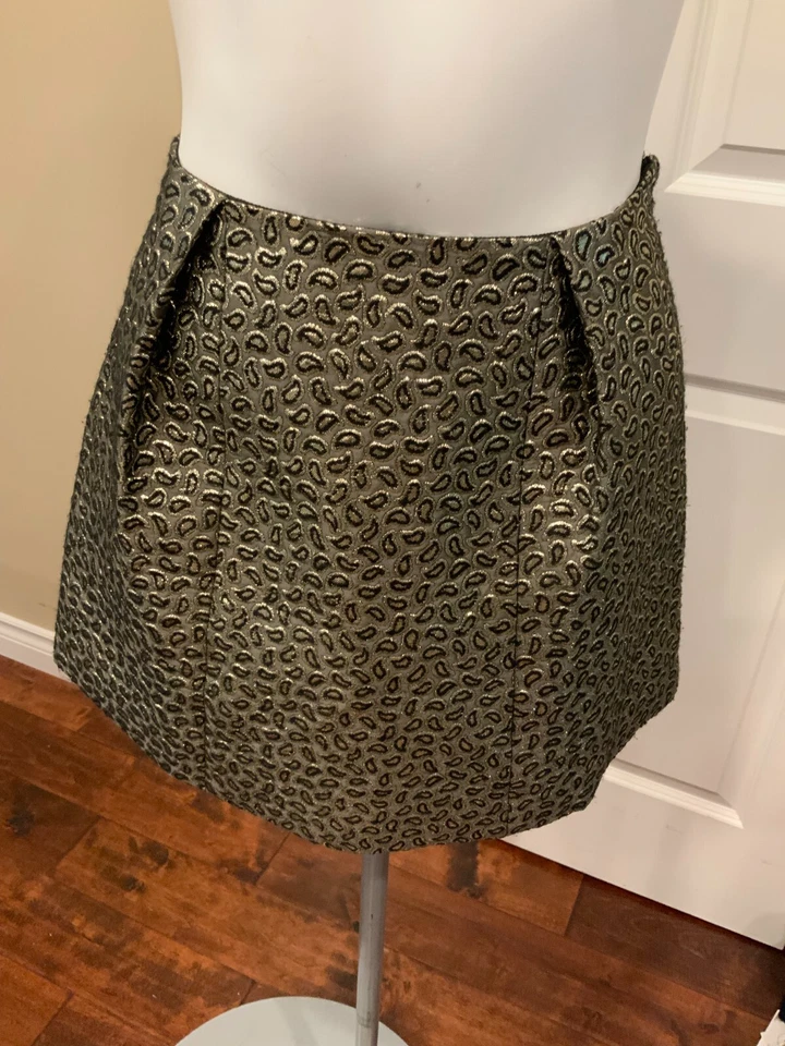 Mini-saia Tibi cintilante dourada paisley jacquard linha A, tamanho 2 - Imagem 2 de 4