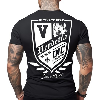 Vendetta Inc. Herren Rundhals Kurzarm T-Shirt Skull Crime Estate schwarz 1193