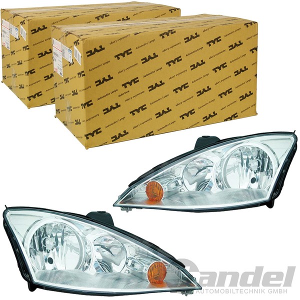 2Xtyc H7/H1 Scheinwerfer Links+Rechts Chrom FüR Ford Focus I AB 10.2001 Facelift-image