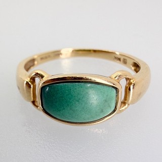 TURCHESE verde oro 14 carati ? Anello cabochon MODERNISTA Cina misura 9 2 56 g